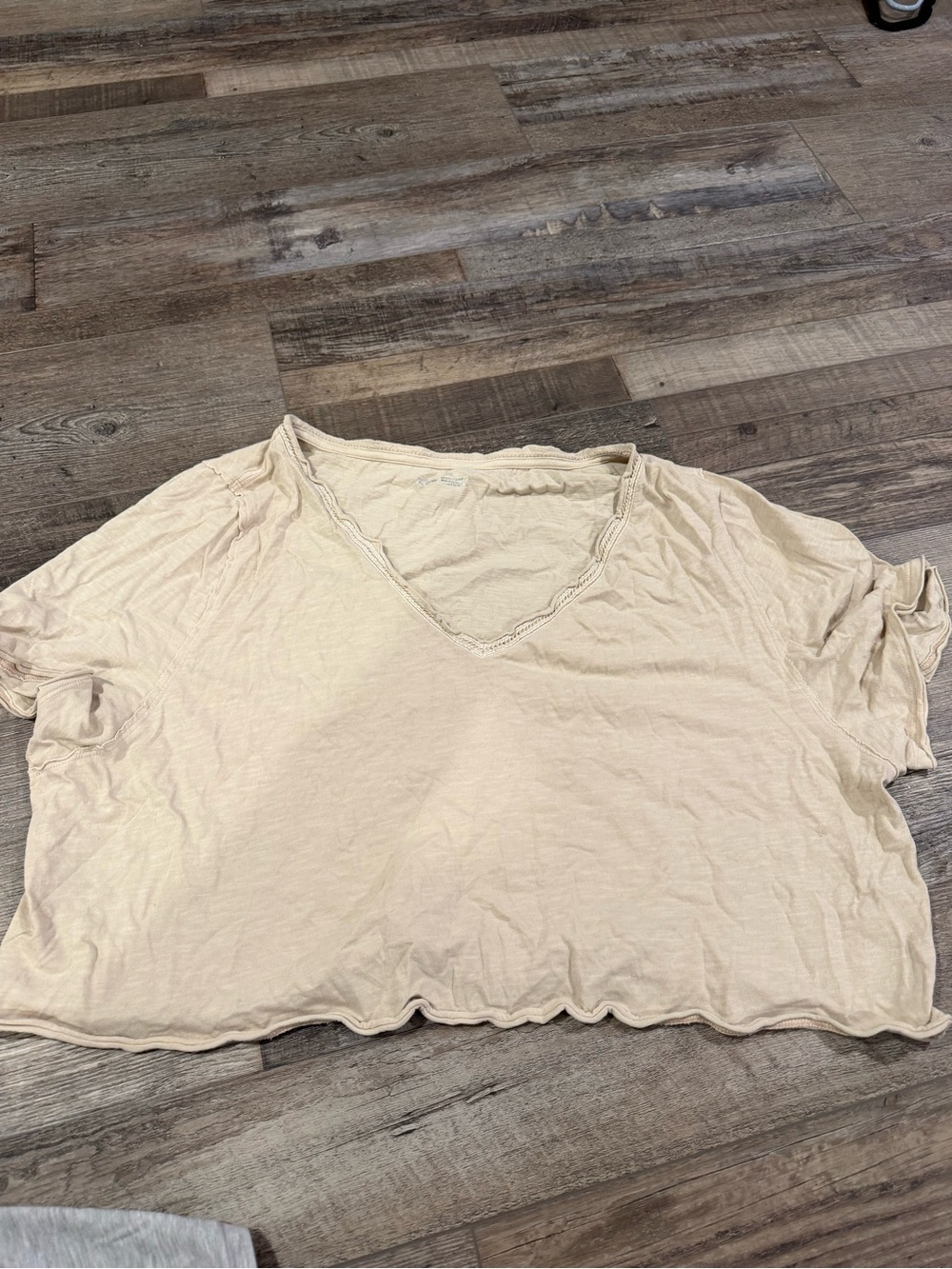 aerie Cream V-Neck Crop Top